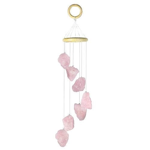 moonsix 7 Crystal Raw Stones Wind Chime for Home Garden Decor Hanging Healing Wind Chimes Outdoor Indoor, 17-22 inch