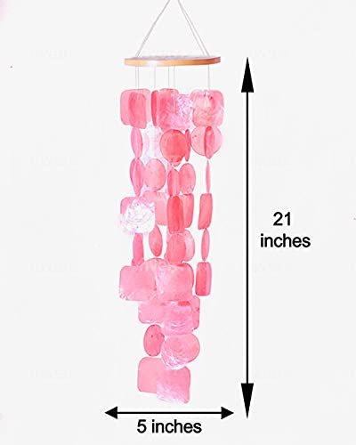CRAFTCURL Capiz Shell Wind Chimes - Memorial Wind Chimes with Clear & Melodious Sound -Handmade Sturdy Wood Wind Chimes Provides Comfortable and Pleasant Ambiance State Every Day -(Blue)