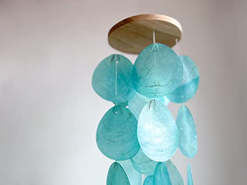 Solange & Frances Wind Chimes for Outside – Turquoise Capiz Shells Wind Chime Garden Decorations Outdoor, Unique Gifts for Women, Gifts for Mom or Birthday Gifts
