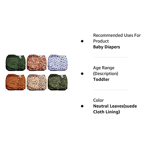 Mama Koala 2.0 Cloth Diapers for Babies with AWJ Lining, 6 Pack with 6 Bamboo Cloth Diaper Inserts - Reusable and Washable Pocket Diapers(Simply Neutrals)