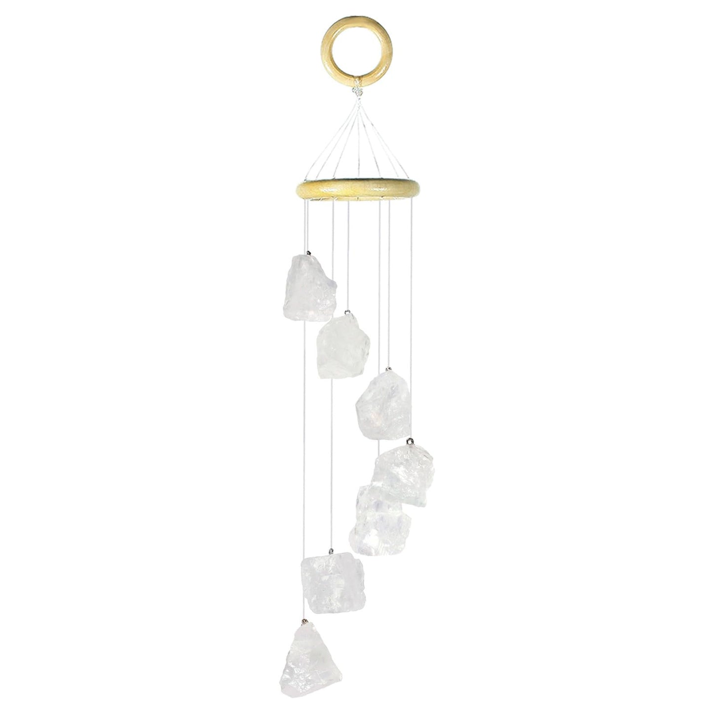 moonsix 7 Crystal Raw Stones Wind Chime for Home Garden Decor Hanging Healing Wind Chimes Outdoor Indoor, 17-22 inch