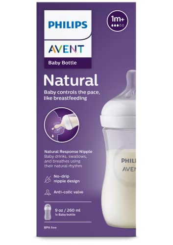 Philips AVENT Natural Baby Bottle with Natural Response Nipple, Clear, 4oz, 4pk, SCY900/04