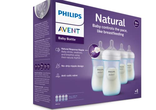 Philips AVENT Natural Baby Bottle with Natural Response Nipple, Clear, 4oz, 4pk, SCY900/04
