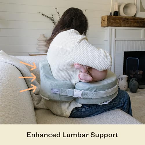 My Brest Friend Super Deluxe Nursing Pillow - Enhanced Comfort & Ergonomic Breastfeeding Pillow for Ultimate Support For Mom & Baby - Adjustable and with Handy Side Pocket, Platinum