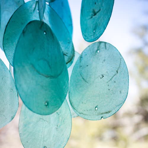 Solange & Frances Wind Chimes for Outside – Turquoise Capiz Shells Wind Chime Garden Decorations Outdoor, Unique Gifts for Women, Gifts for Mom or Birthday Gifts