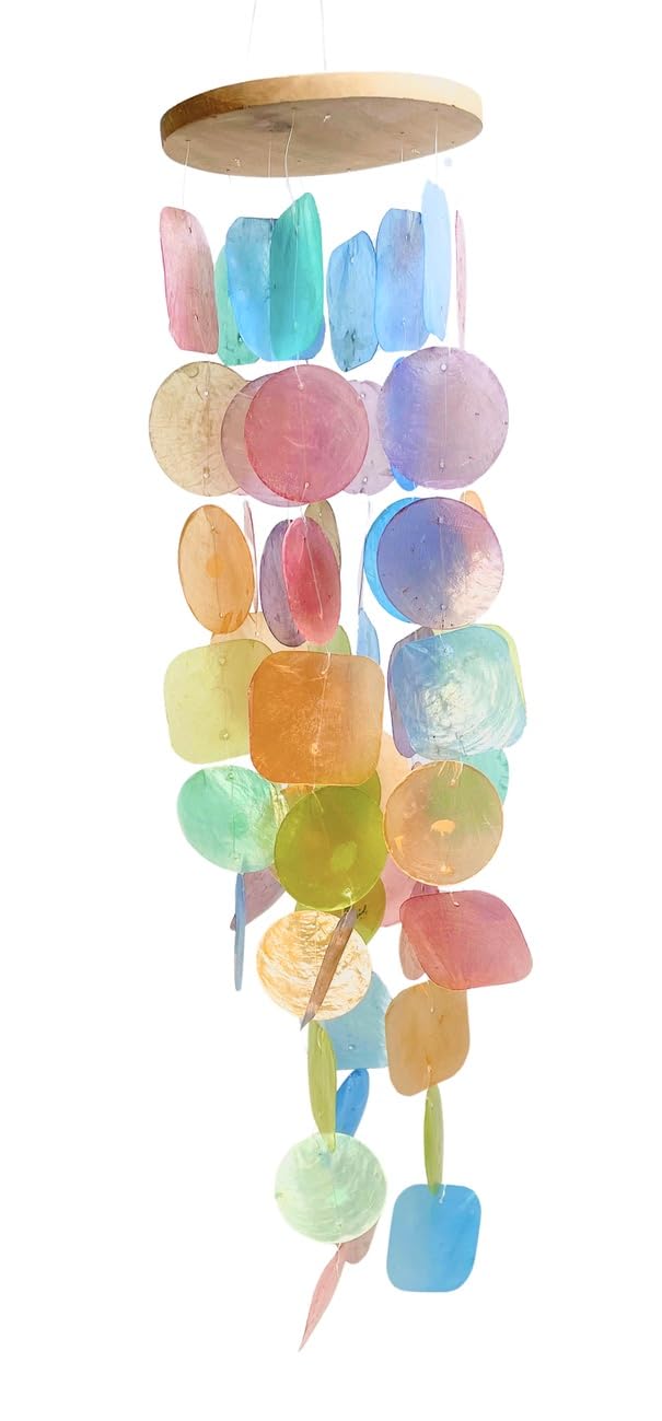 Solange & Frances Wind Chimes for Outside – Turquoise Capiz Shells Wind Chime Garden Decorations Outdoor, Unique Gifts for Women, Gifts for Mom or Birthday Gifts