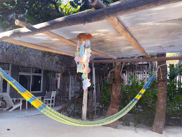 CRAFTCURL Capiz Shell Wind Chimes - Memorial Wind Chimes with Clear & Melodious Sound -Handmade Sturdy Wood Wind Chimes Provides Comfortable and Pleasant Ambiance State Every Day -(Blue)