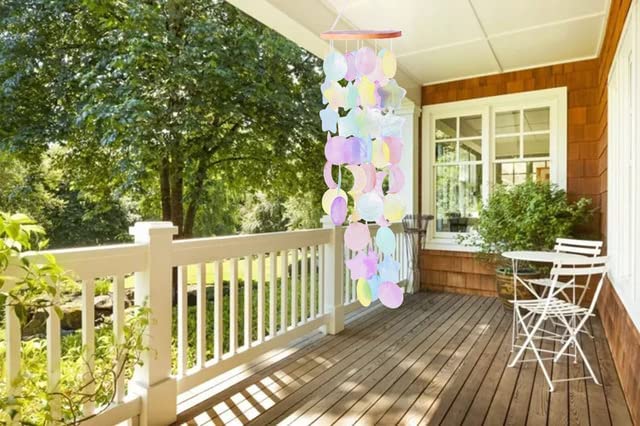 CRAFTCURL Capiz Shell Wind Chimes - Memorial Wind Chimes with Clear & Melodious Sound -Handmade Sturdy Wood Wind Chimes Provides Comfortable and Pleasant Ambiance State Every Day -(Blue)