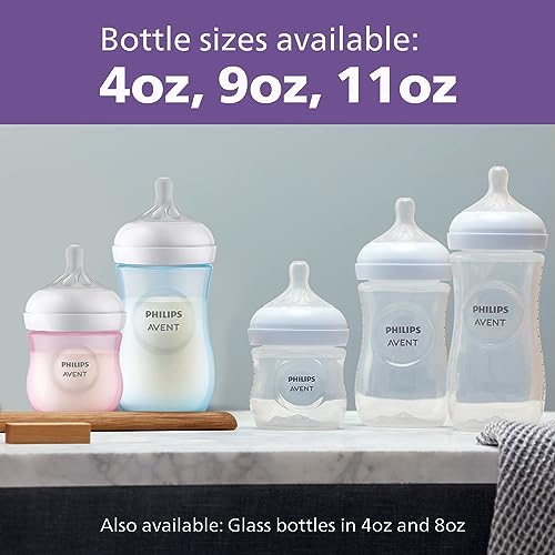 Philips AVENT Natural Baby Bottle with Natural Response Nipple, Clear, 4oz, 4pk, SCY900/04