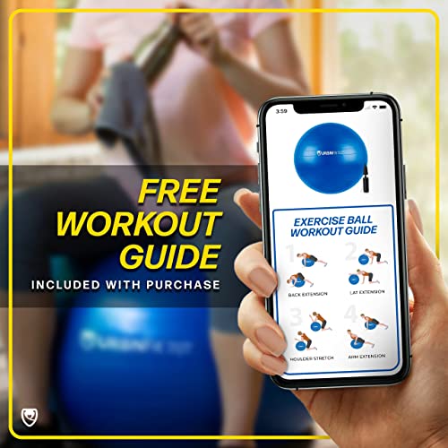 URBNFit Exercise Ball - Yoga Ball in Multiple Sizes for Workout, Pregnancy, Stability - Anti-Burst Swiss Balance Ball w/Quick Pump - Fitness Ball Chair for Office, Home, Gym