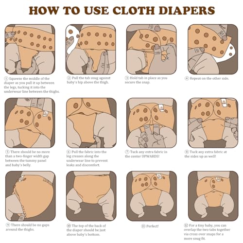 Mama Koala 2.0 Cloth Diapers for Babies with AWJ Lining, 6 Pack with 6 Bamboo Cloth Diaper Inserts - Reusable and Washable Pocket Diapers(Simply Neutrals)