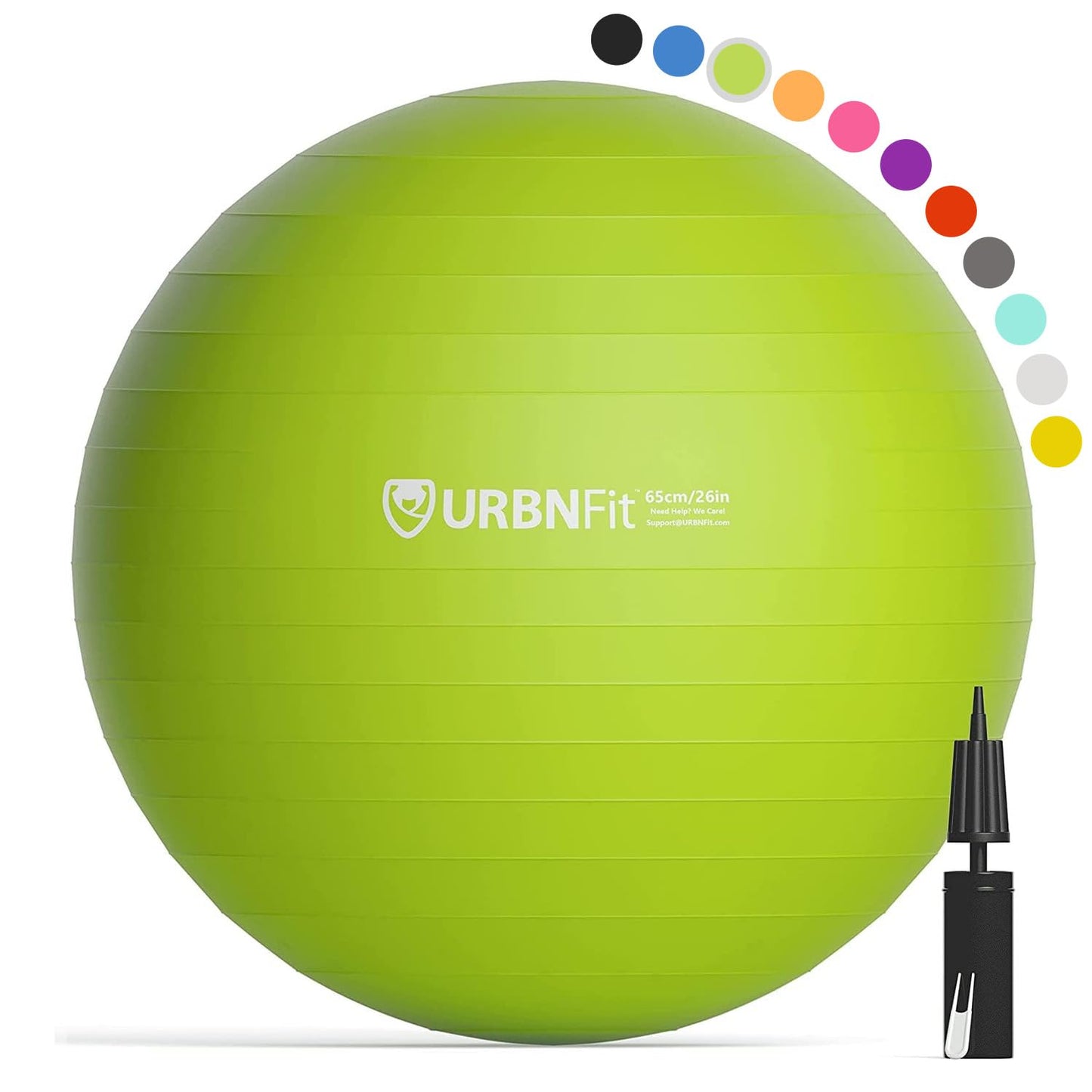 URBNFit Exercise Ball - Yoga Ball in Multiple Sizes for Workout, Pregnancy, Stability - Anti-Burst Swiss Balance Ball w/Quick Pump - Fitness Ball Chair for Office, Home, Gym