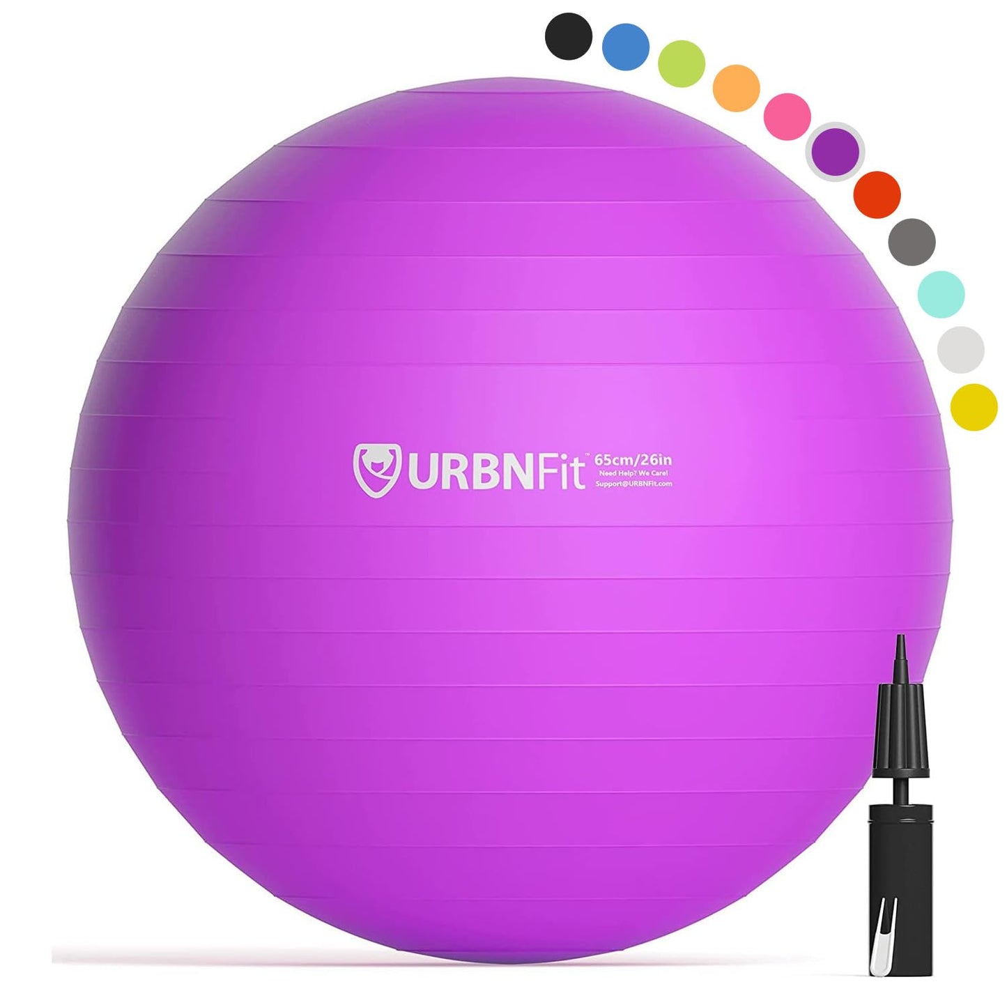 URBNFit Exercise Ball - Yoga Ball in Multiple Sizes for Workout, Pregnancy, Stability - Anti-Burst Swiss Balance Ball w/Quick Pump - Fitness Ball Chair for Office, Home, Gym
