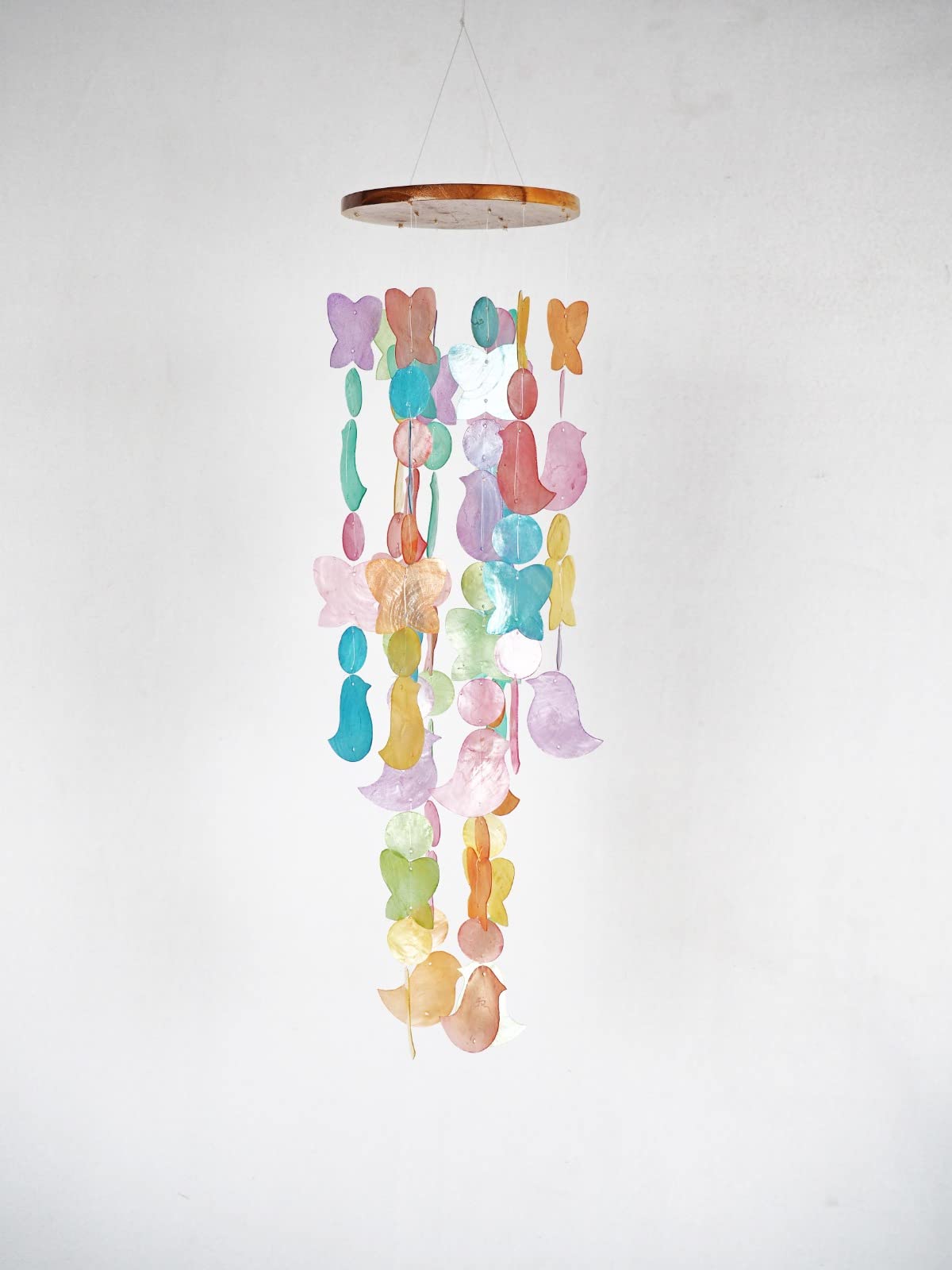 CRAFTCURL Capiz Shell Wind Chimes - Memorial Wind Chimes with Clear & Melodious Sound -Handmade Sturdy Wood Wind Chimes Provides Comfortable and Pleasant Ambiance State Every Day -(Blue)