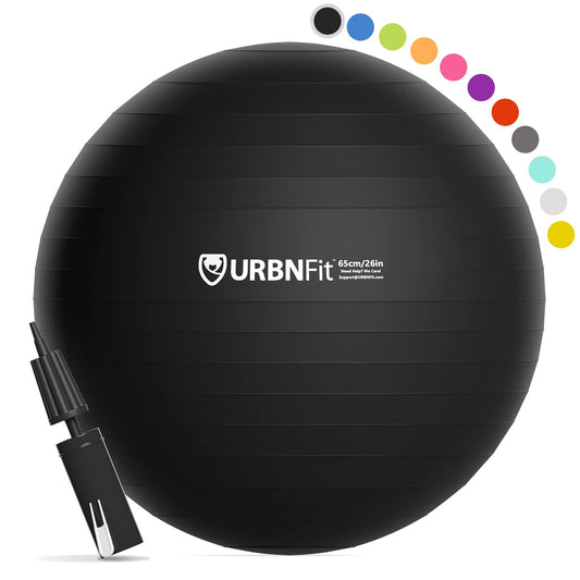 URBNFit Exercise Ball - Yoga Ball in Multiple Sizes for Workout, Pregnancy, Stability - Anti-Burst Swiss Balance Ball w/Quick Pump - Fitness Ball Chair for Office, Home, Gym