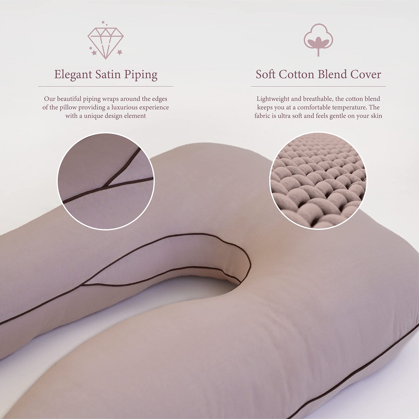 Pharmedoc Pregnancy Pillows, U-Shape Full Body Pillow -Removable Cover Jumbo Size - Grey - Pregnancy Pillows for Sleeping - Body Pillows for Adults, Maternity Pillow and Pregnancy Must Haves