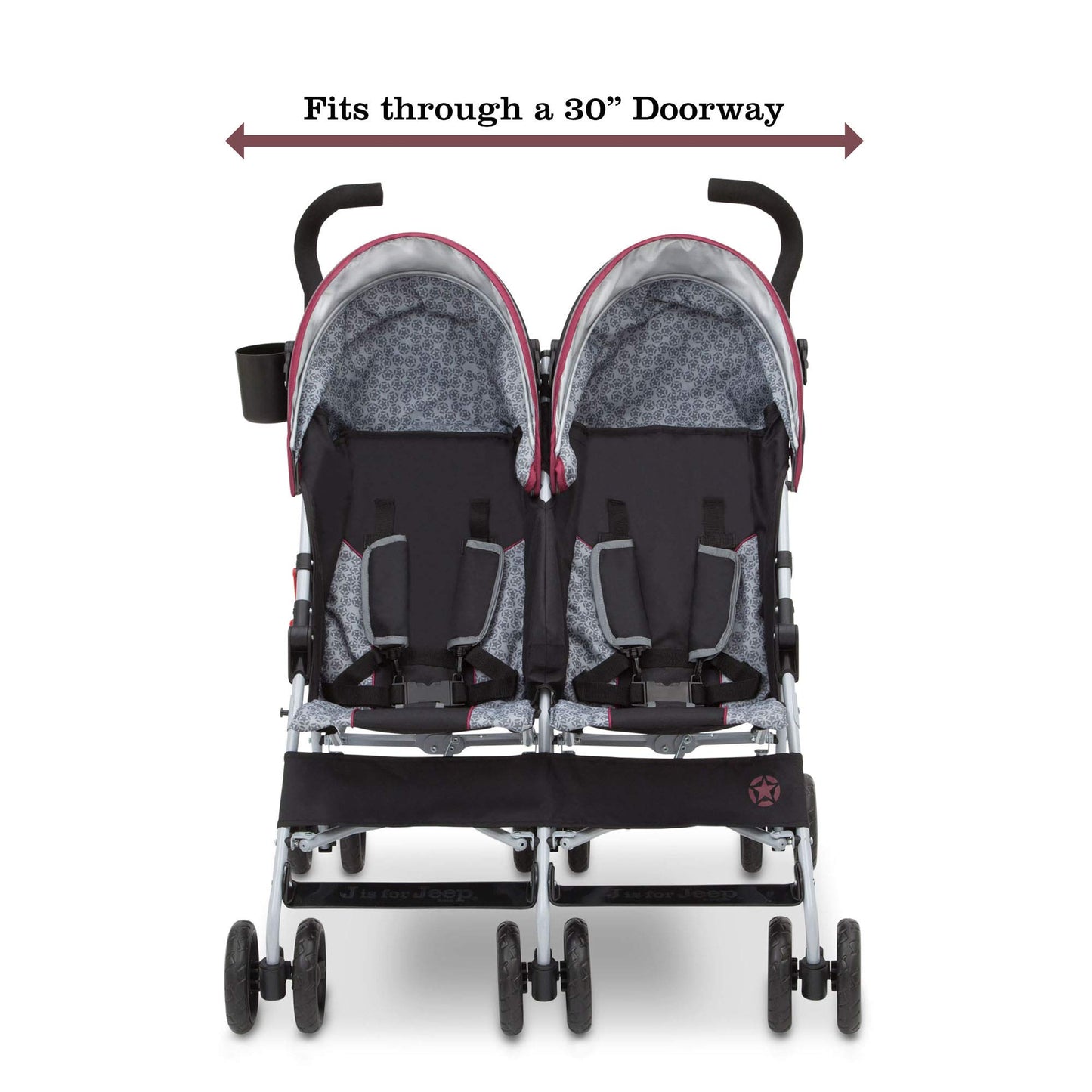 Jeep Scout Double Stroller, Lunar Burgundy