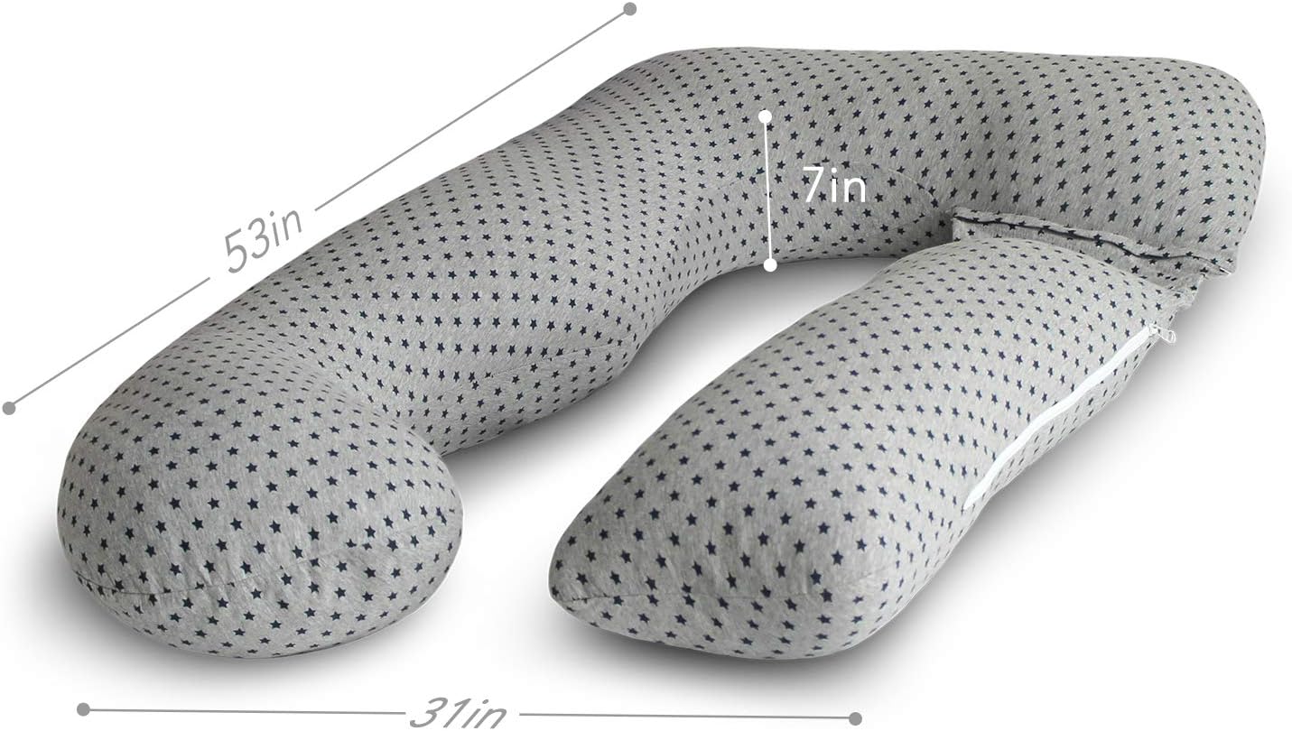 Pharmedoc Pregnancy Pillows, U-Shape Full Body Pillow -Removable Cover Jumbo Size - Grey - Pregnancy Pillows for Sleeping - Body Pillows for Adults, Maternity Pillow and Pregnancy Must Haves