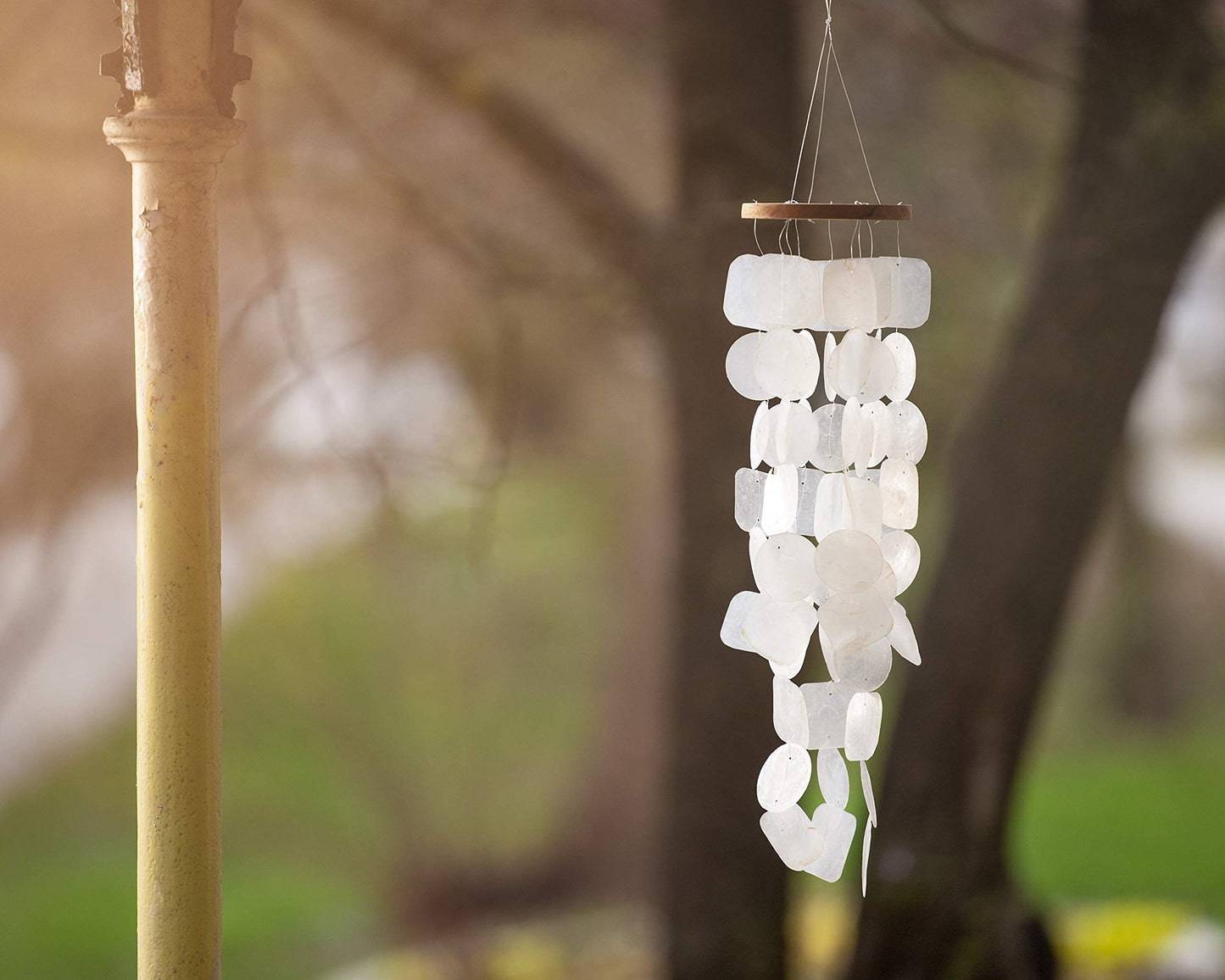 Solange & Frances Wind Chimes for Outside – Turquoise Capiz Shells Wind Chime Garden Decorations Outdoor, Unique Gifts for Women, Gifts for Mom or Birthday Gifts