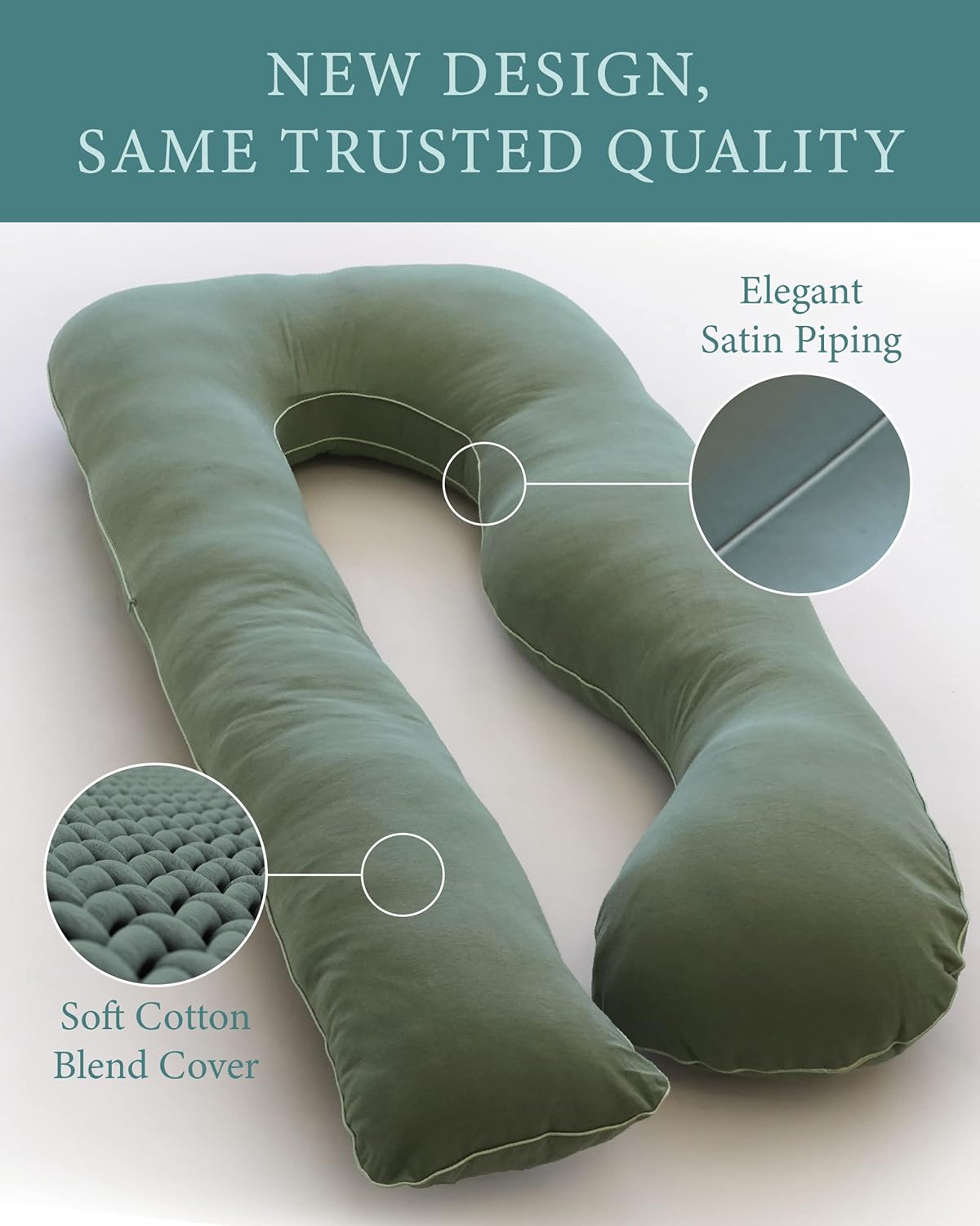 Pharmedoc Pregnancy Pillows, U-Shape Full Body Pillow -Removable Cover Jumbo Size - Grey - Pregnancy Pillows for Sleeping - Body Pillows for Adults, Maternity Pillow and Pregnancy Must Haves