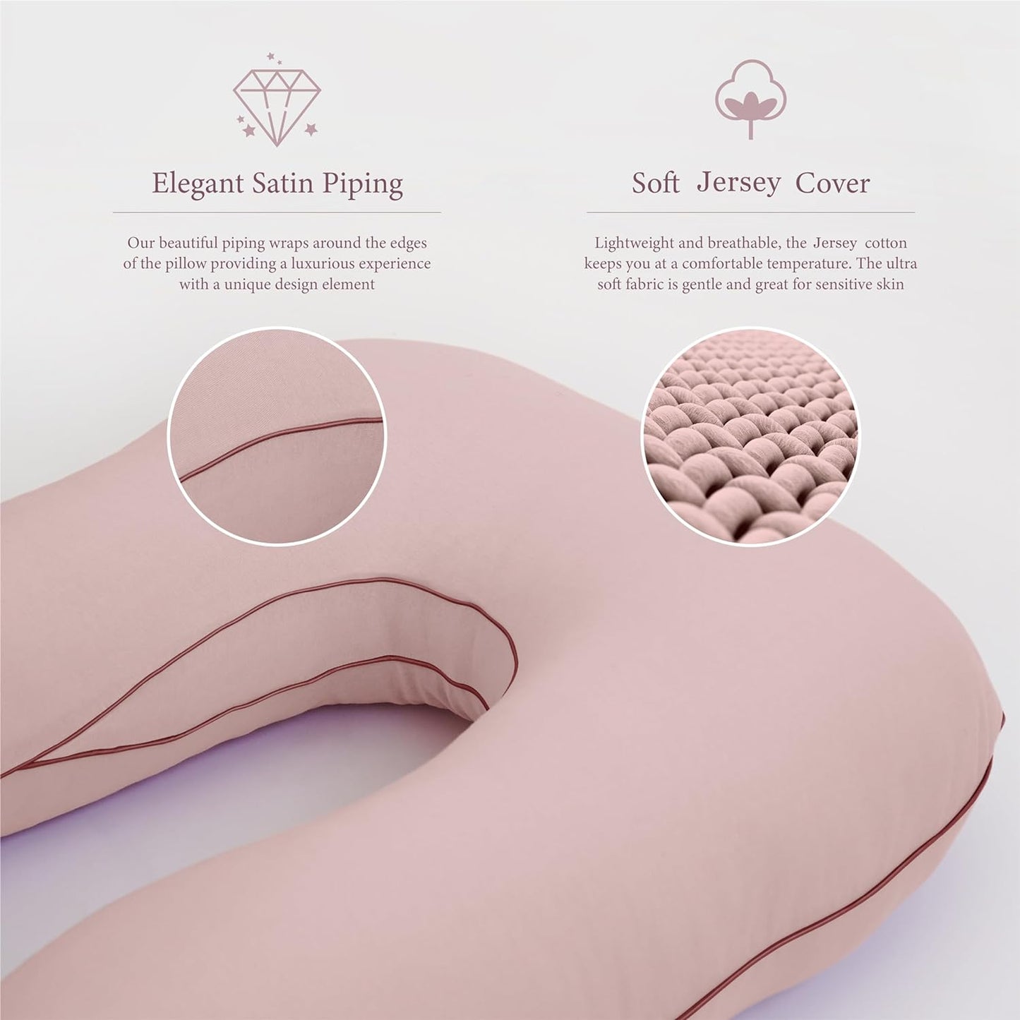 Pharmedoc Pregnancy Pillows, U-Shape Full Body Pillow -Removable Cover Jumbo Size - Grey - Pregnancy Pillows for Sleeping - Body Pillows for Adults, Maternity Pillow and Pregnancy Must Haves