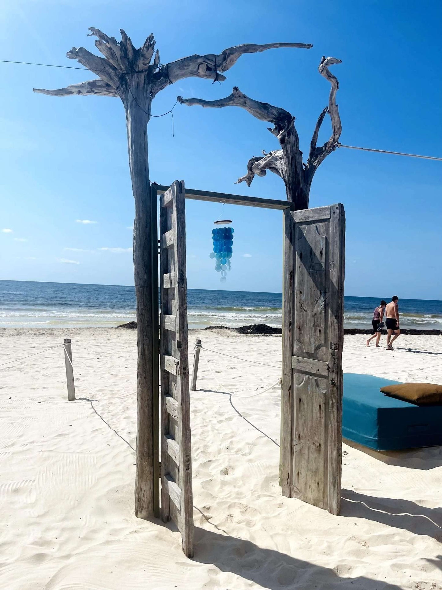 CRAFTCURL Capiz Shell Wind Chimes - Memorial Wind Chimes with Clear & Melodious Sound -Handmade Sturdy Wood Wind Chimes Provides Comfortable and Pleasant Ambiance State Every Day -(Blue)