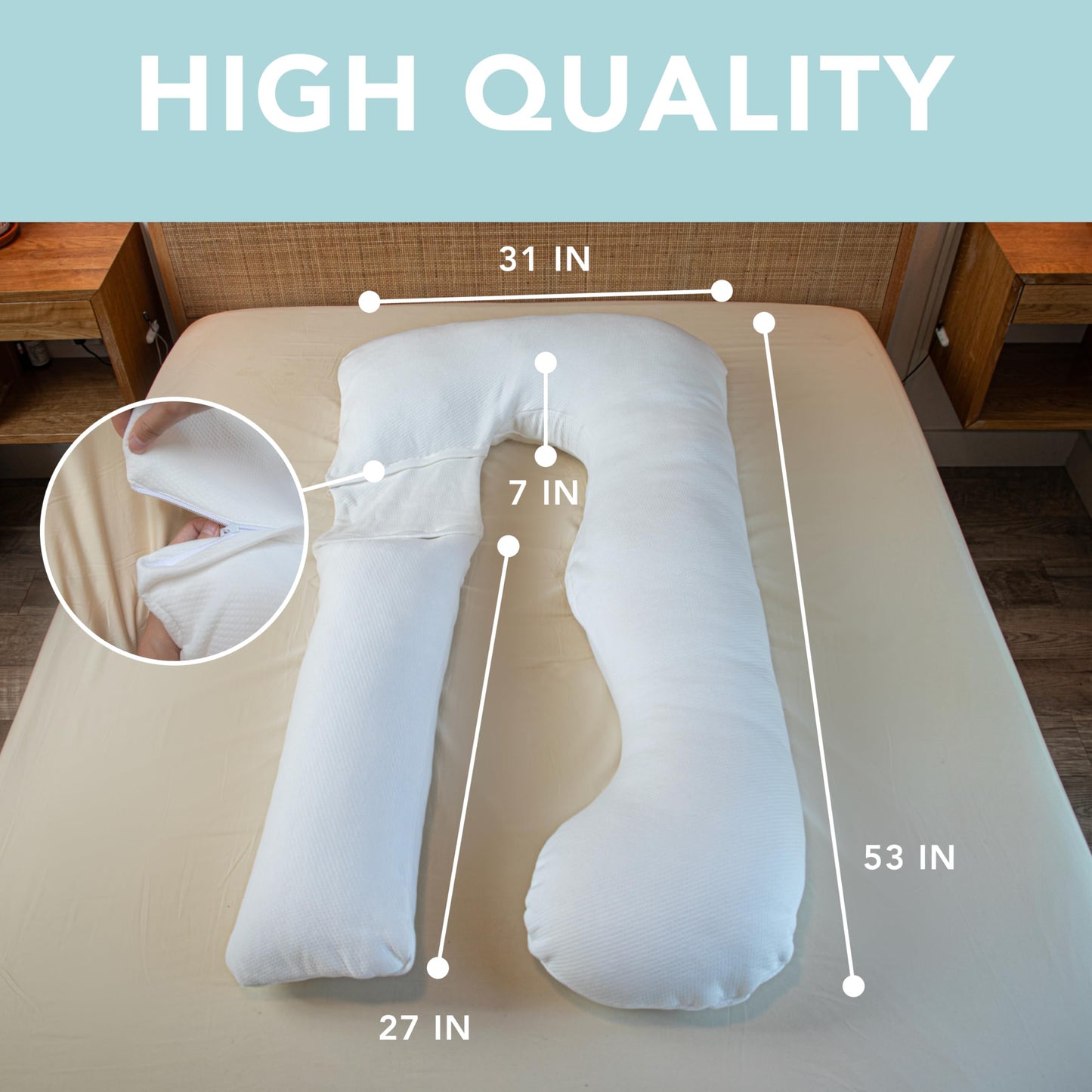Pharmedoc Pregnancy Pillows, U-Shape Full Body Pillow -Removable Cover Jumbo Size - Grey - Pregnancy Pillows for Sleeping - Body Pillows for Adults, Maternity Pillow and Pregnancy Must Haves