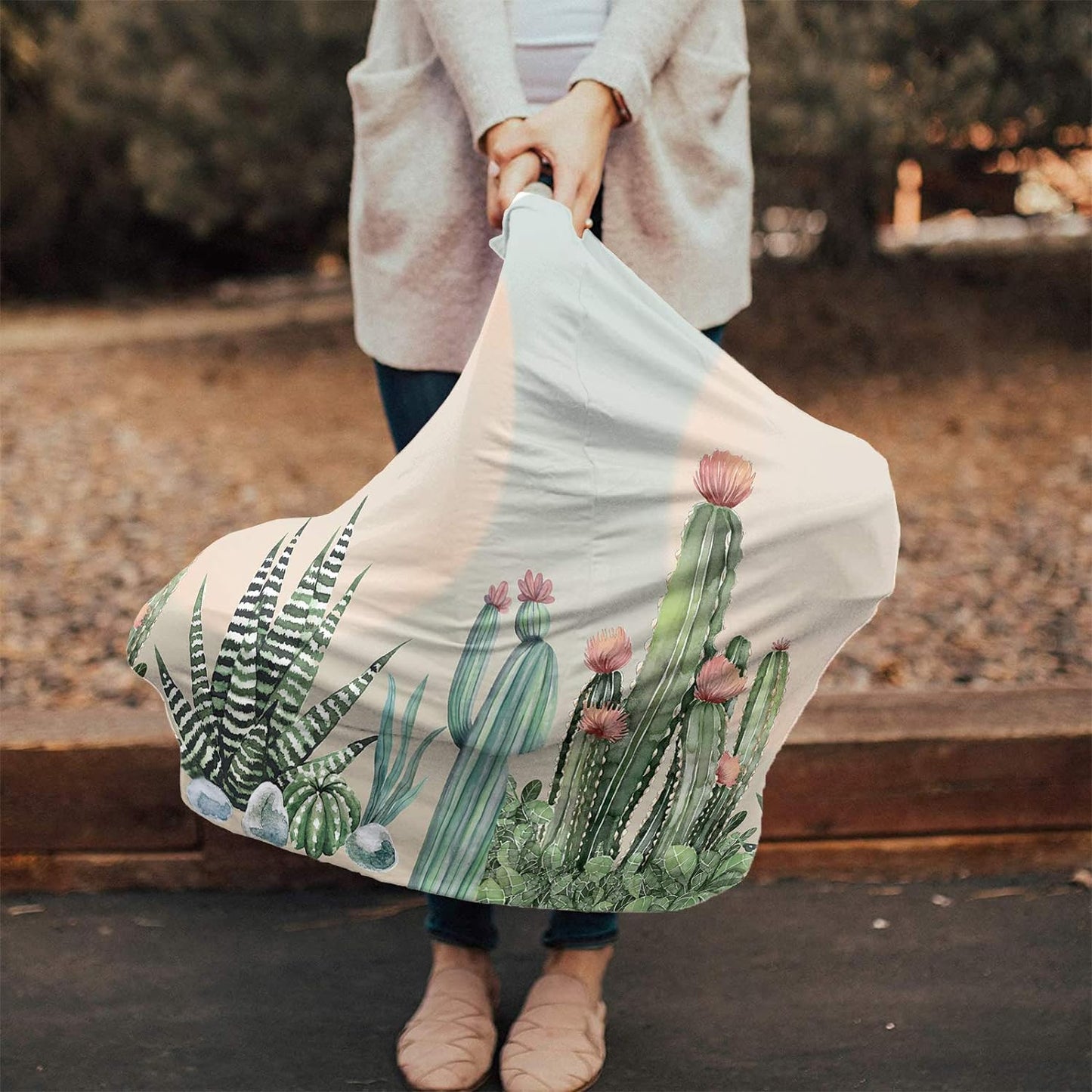 Carseat Cover Cactus Sunset Covers for Breastfeeding Car Seat Stroller Combos Cover Infant Carseat Canopy Newborn Shopping Cart Covers 26x27.6in