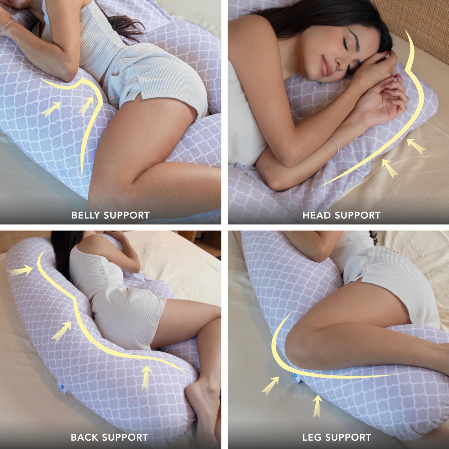 Pharmedoc Pregnancy Pillows, U-Shape Full Body Pillow -Removable Cover Jumbo Size - Grey - Pregnancy Pillows for Sleeping - Body Pillows for Adults, Maternity Pillow and Pregnancy Must Haves