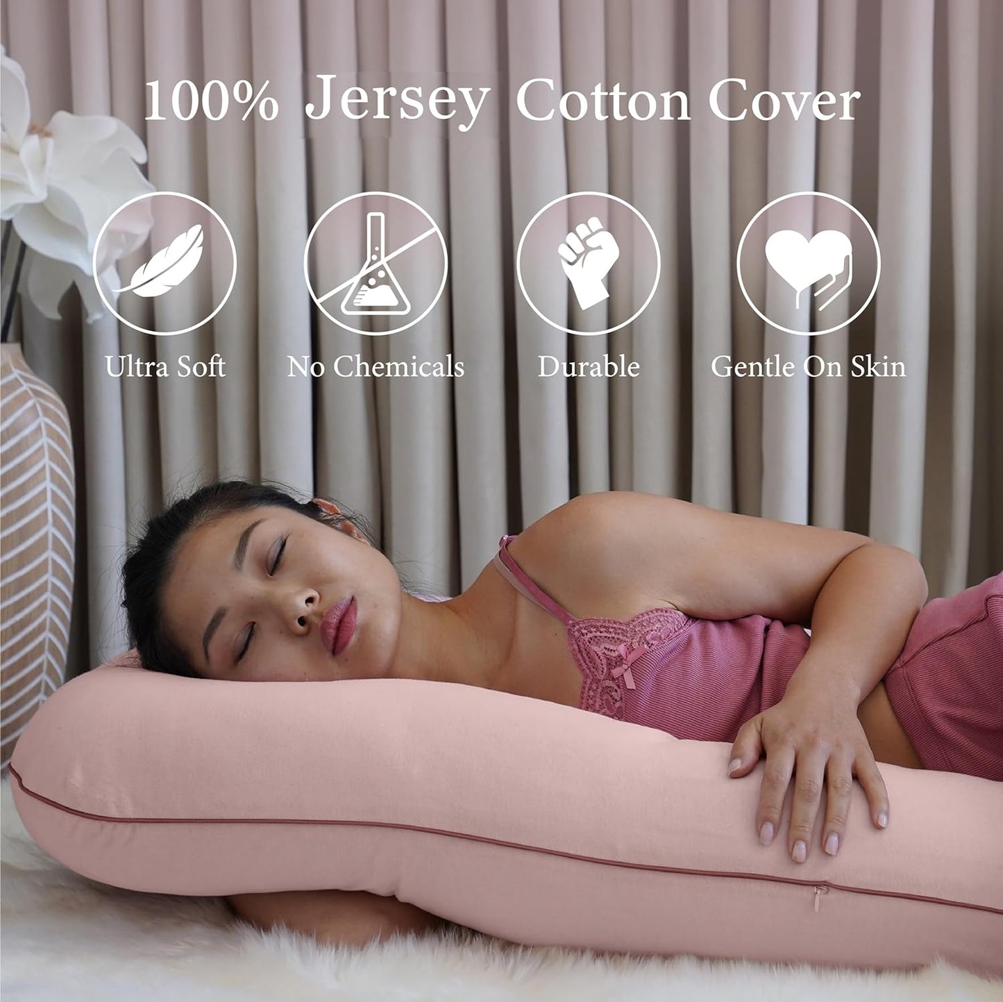 Pharmedoc Pregnancy Pillows, U-Shape Full Body Pillow -Removable Cover Jumbo Size - Grey - Pregnancy Pillows for Sleeping - Body Pillows for Adults, Maternity Pillow and Pregnancy Must Haves