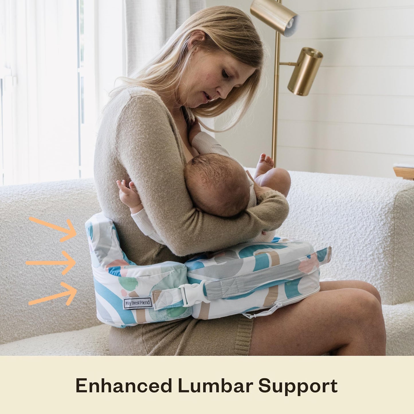 My Brest Friend Super Deluxe Nursing Pillow - Enhanced Comfort & Ergonomic Breastfeeding Pillow for Ultimate Support For Mom & Baby - Adjustable and with Handy Side Pocket, Platinum