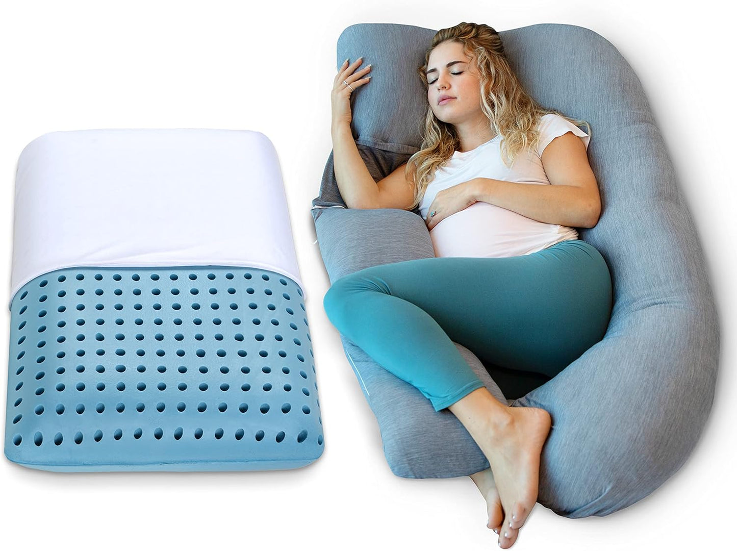 Pharmedoc Pregnancy Pillows, U-Shape Full Body Pillow -Removable Cover Jumbo Size - Grey - Pregnancy Pillows for Sleeping - Body Pillows for Adults, Maternity Pillow and Pregnancy Must Haves