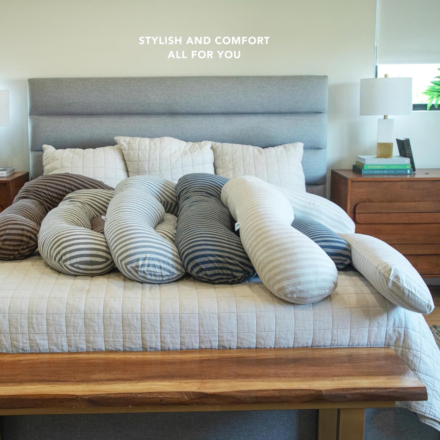 Pharmedoc Pregnancy Pillows, U-Shape Full Body Pillow -Removable Cover Jumbo Size - Grey - Pregnancy Pillows for Sleeping - Body Pillows for Adults, Maternity Pillow and Pregnancy Must Haves