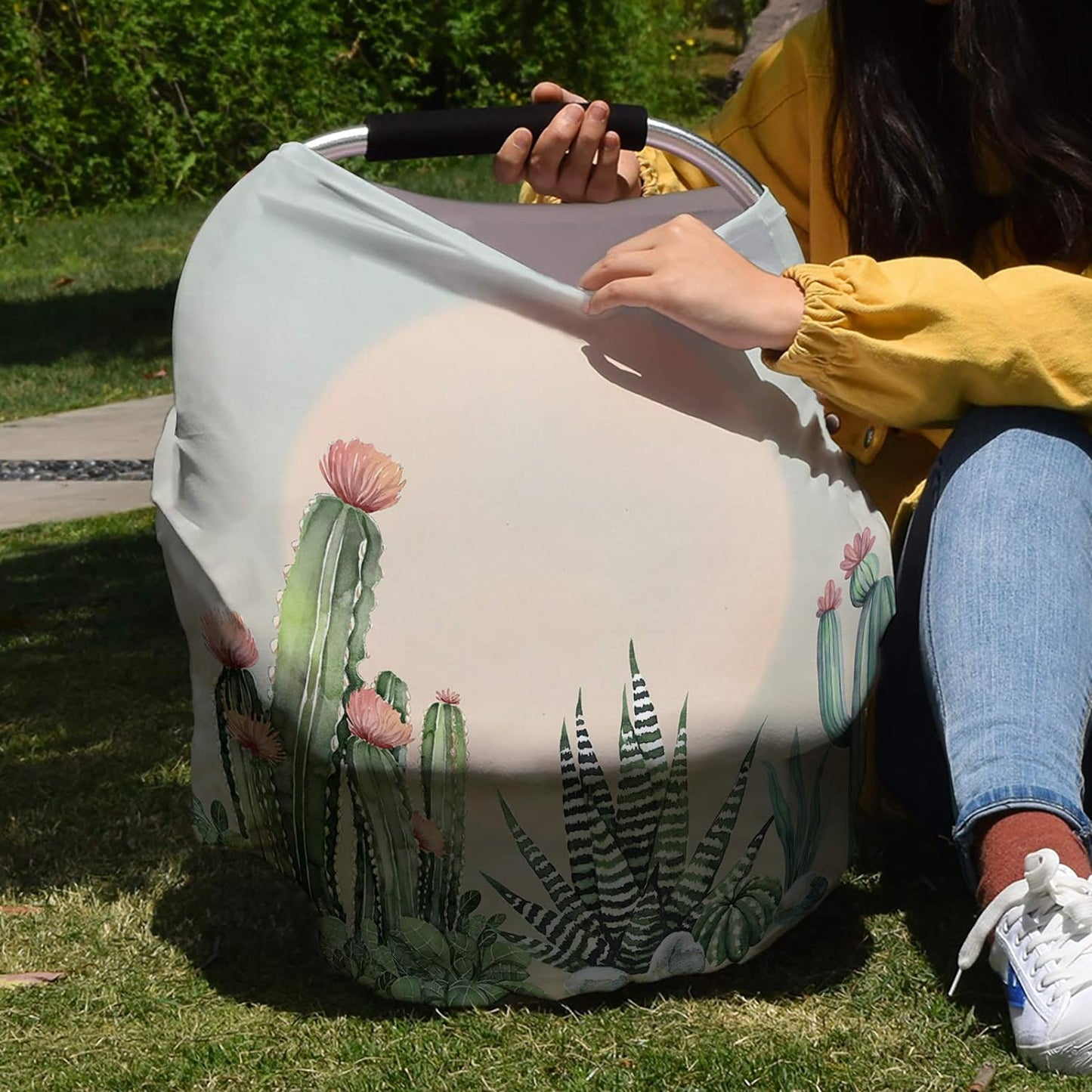 Carseat Cover Cactus Sunset Covers for Breastfeeding Car Seat Stroller Combos Cover Infant Carseat Canopy Newborn Shopping Cart Covers 26x27.6in