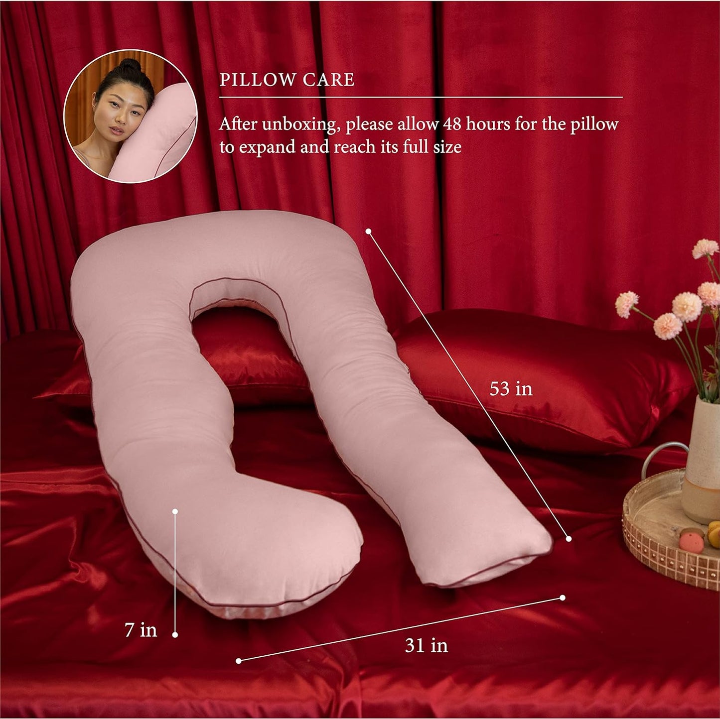 Pharmedoc Pregnancy Pillows, U-Shape Full Body Pillow -Removable Cover Jumbo Size - Grey - Pregnancy Pillows for Sleeping - Body Pillows for Adults, Maternity Pillow and Pregnancy Must Haves